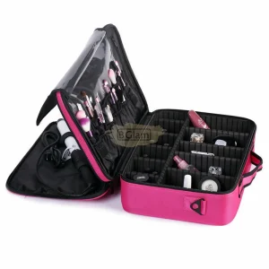 Professional Travel Makeup Bag with Compartments 40*28*12 cm- Rose (bag only)